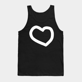 Minimal White Line Chunky Heart Valentines Day Tank Top